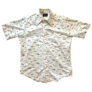 Towncraft Penn-Prest toile scenic golf print short sleeve shirt 1970s M